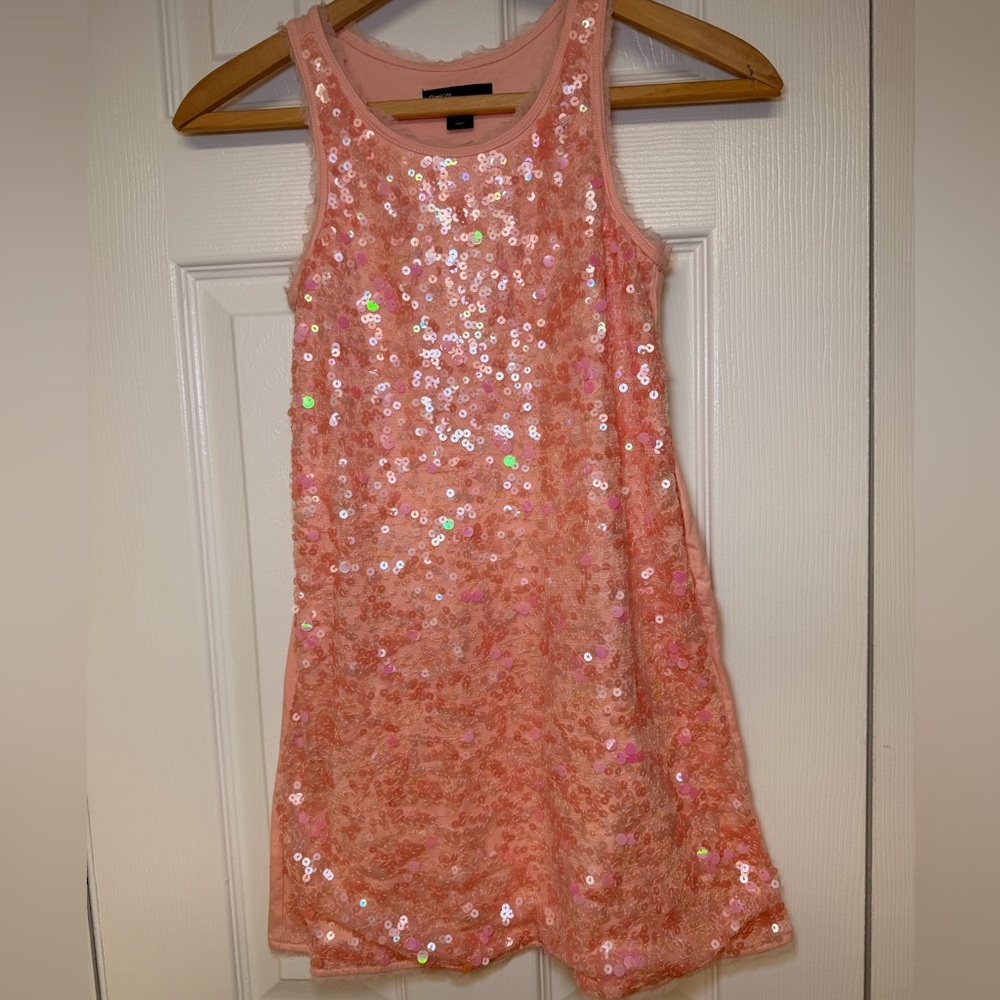 Gap Kids Peach Colored Sequin Dress Size 8 Y2K Sleeveless Party 2000s EUC Summer